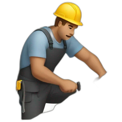 Man cutting a big rock emoji
