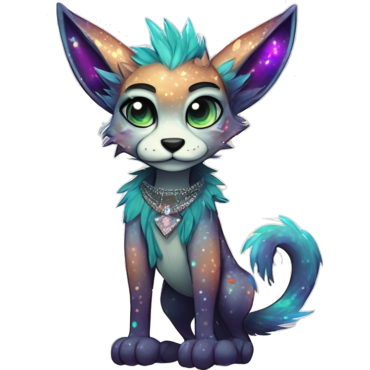 Cool cute Kawaii edgy fantasy animal sparkle fursona Fionbri creature by griffsnuff & LiLaiRa & Falvie full body emoji