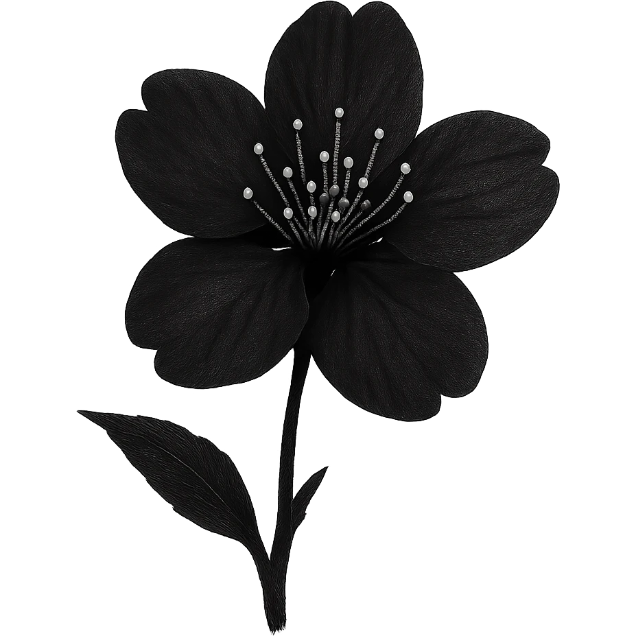 show  one black cherry blossom, remove background emoji