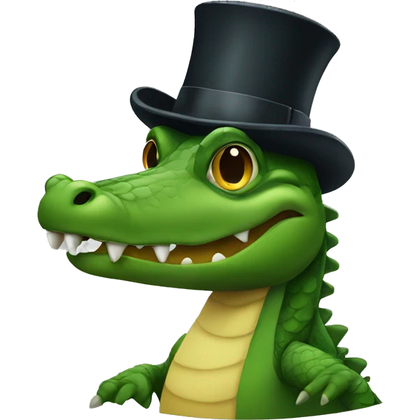 Alligator in top hat emoji