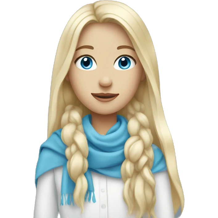 Blonde girl with long hair blue eyes with a white scarf on emoji