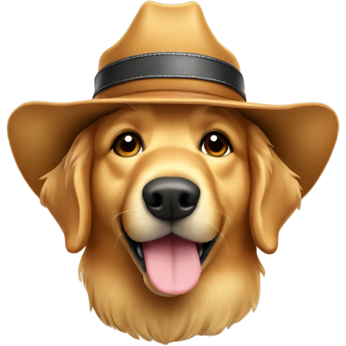 Golden retriever with a cowboy hat emoji