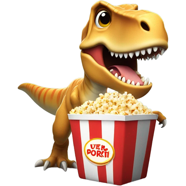 trex eating popcorn in anticipation emoji