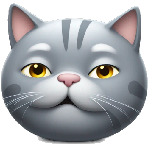 grey fat cat cleaning itself emoji