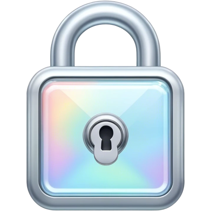Holographic and glassmorphic white lock emoji