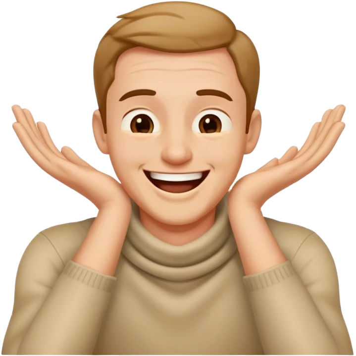 man with hands over neck laughing  emoji