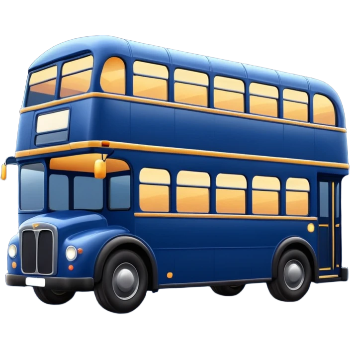 A dark blue double decker bus with cute cosy twinkle lights emoji