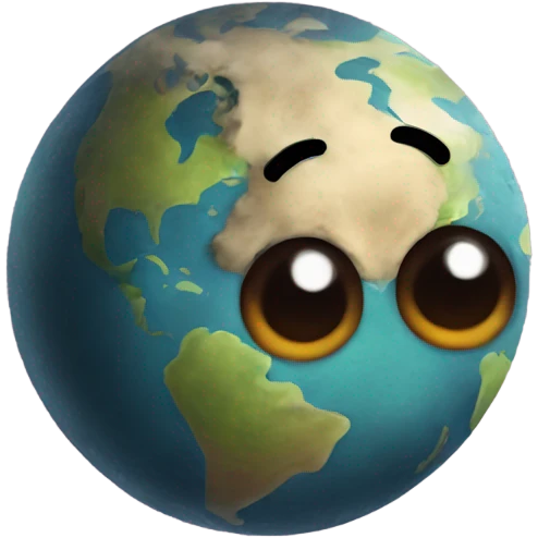 Lopsided dirty planet emoji
