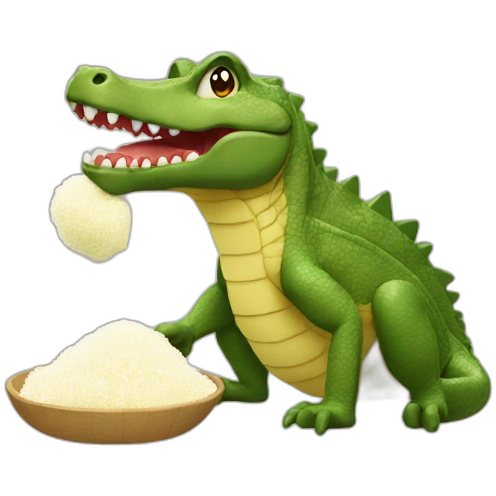 Cocodrilo eating sugar cotton emoji