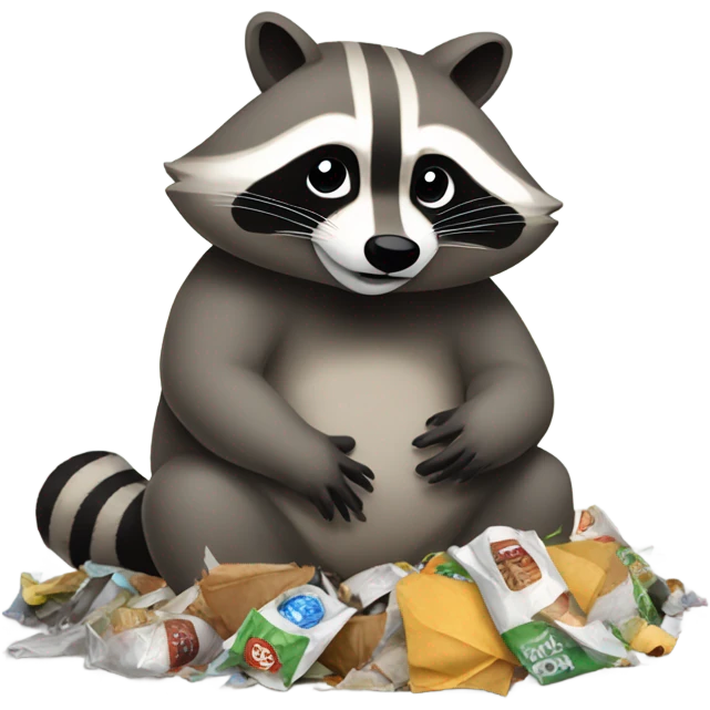 Fat raccoon eating trash emoji