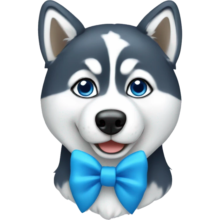 a husky wearing blue bow  emoji