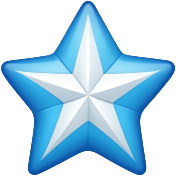 Ayúdame a crear un emoji de una estrella de 12 puntos azul con un chulo blanco en el medio emoji