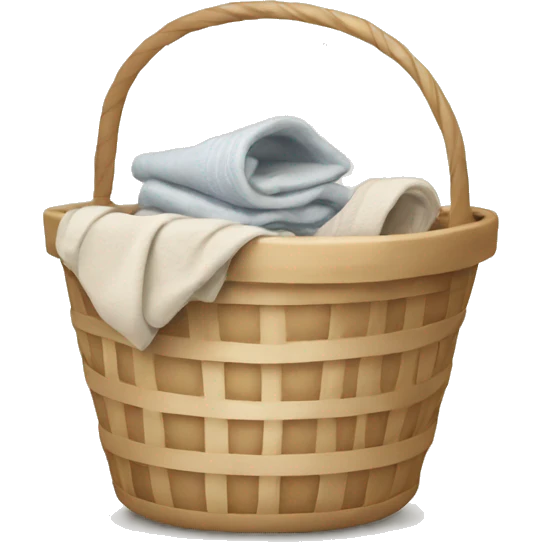 basket with laundry in beige tones emoji