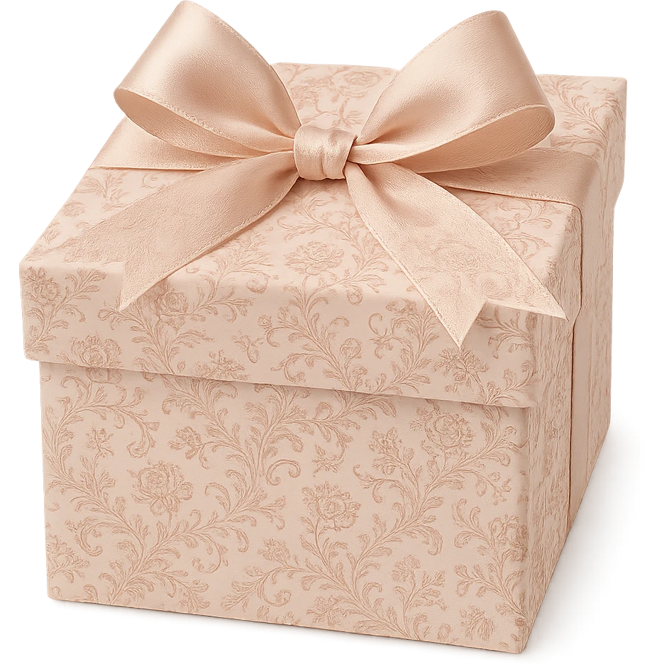 Elegant Rococo pale pink ditsy floral gift box , remove background emoji