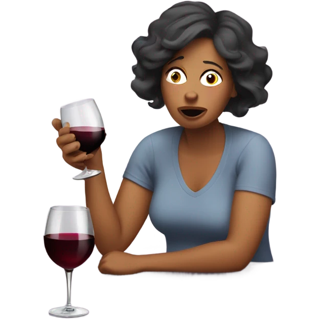 Stressed out mom with wine emoji