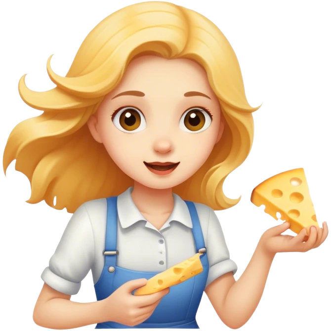 Cute girl chasing cheese emoji