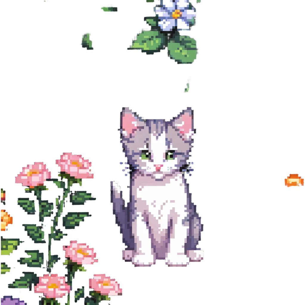 Kitten smells flowers emoji