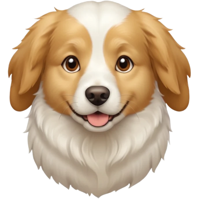 White dog with brown eyes and some long white body and white ears with brown spots curved on the sides emoji