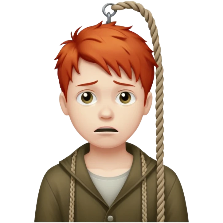 red head boy hanging from noose emoji