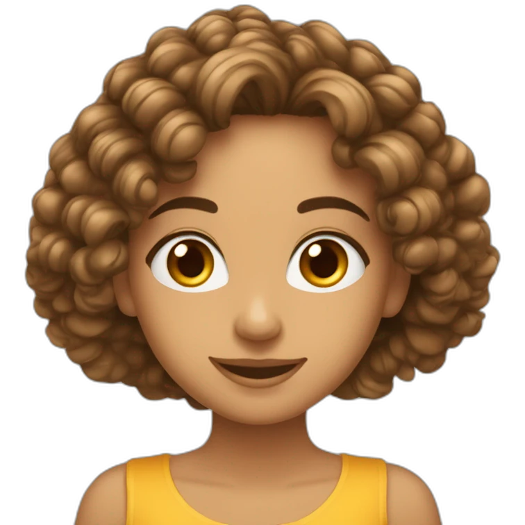 une ado marocaine aux cheveux long bouclés bruns emoji