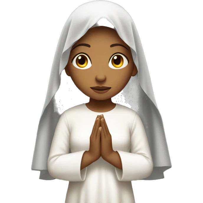 Caramel skin Girl praying for with white veil  emoji