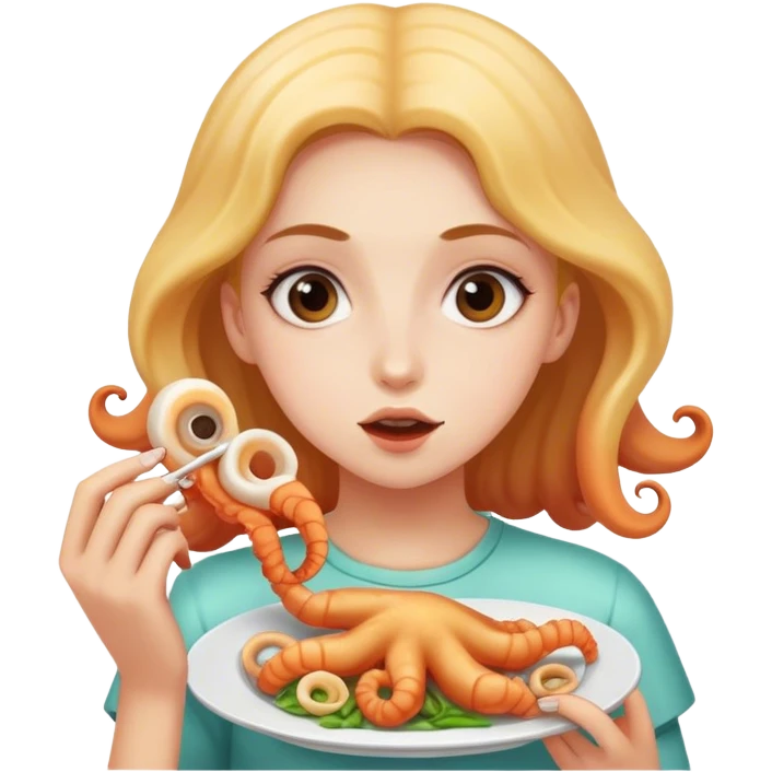Make this girl eating calamari  emoji