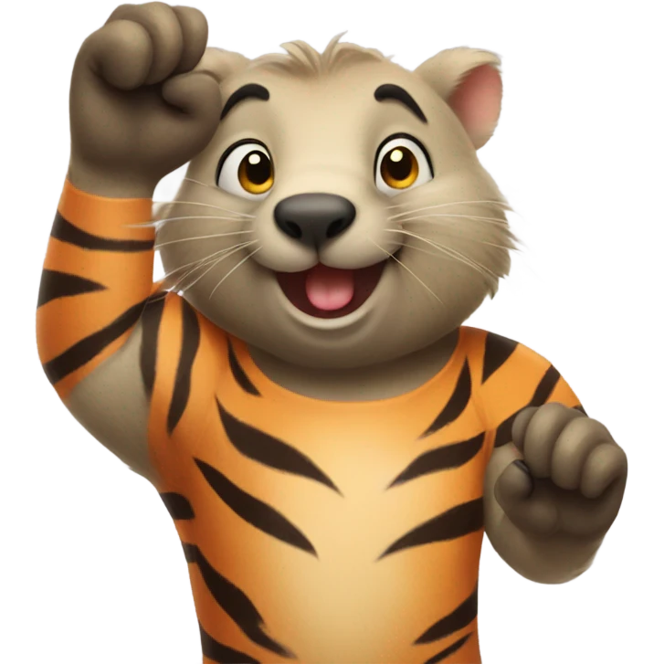Wombat high fiving tiger emoji