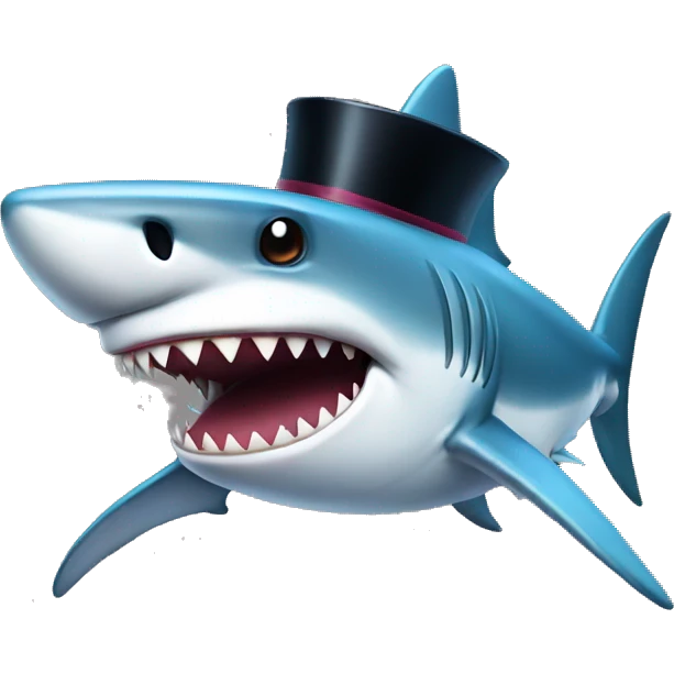 Shark with a top hat emoji