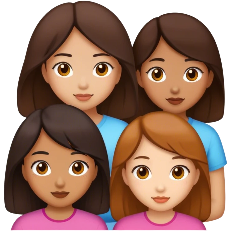 3 girls, 1 asian and 2 brow emoji