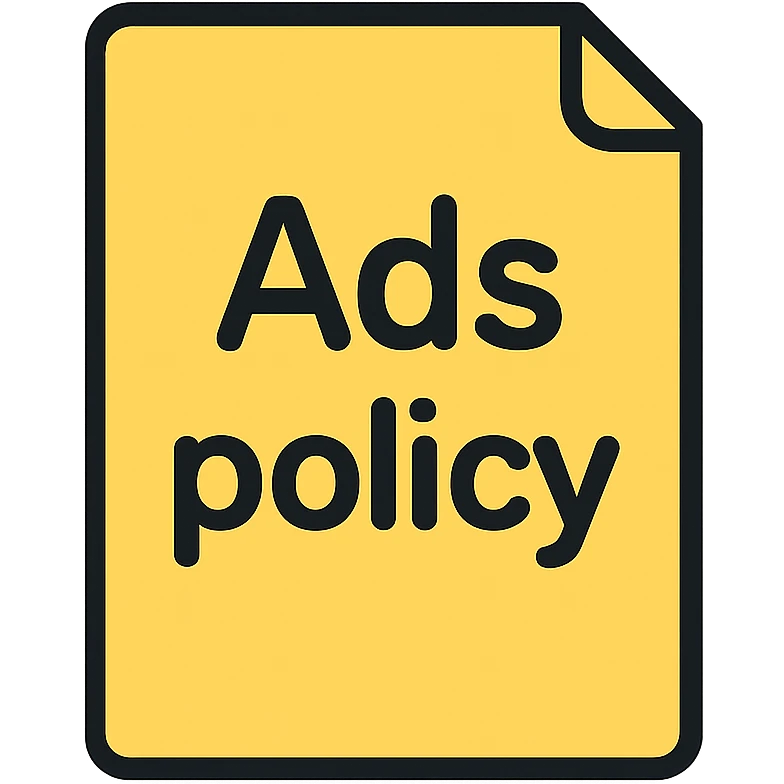 A document with "Ads policy" written on the cover page emoji