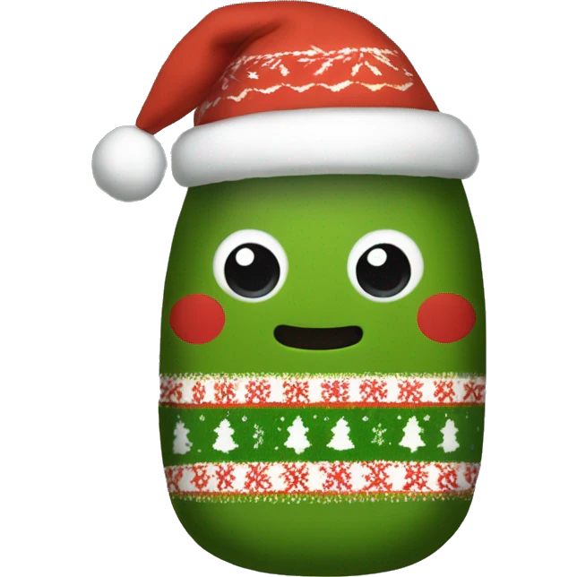 Pickle wearing a Christmas sweater emoji