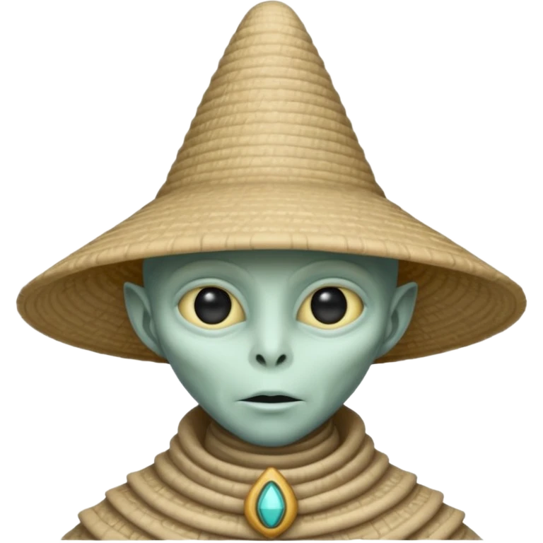 ancient alien with conical hat, white emoji