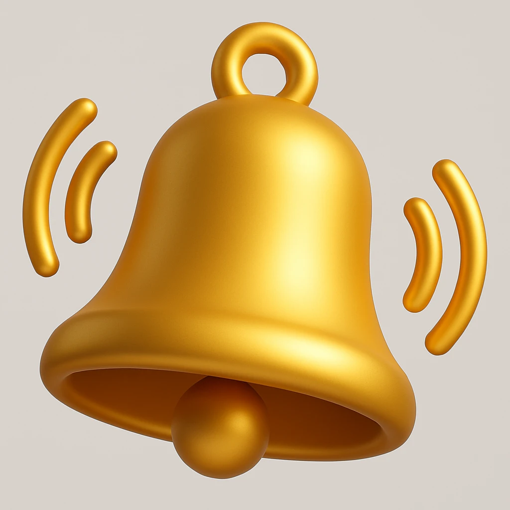 3d golden ringing bell, make it more 3D emoji