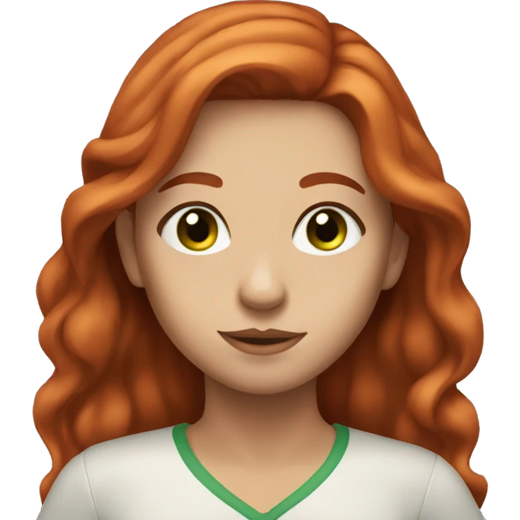 Girl with long red hair, green eyes and brown eyebrows  emoji