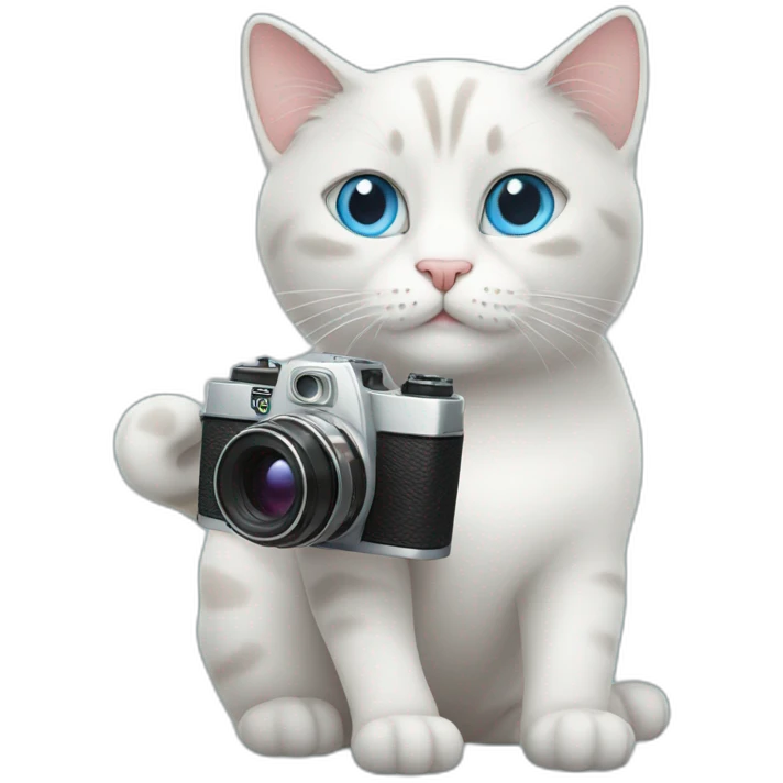 cat with sky blue eyes and film camera emoji