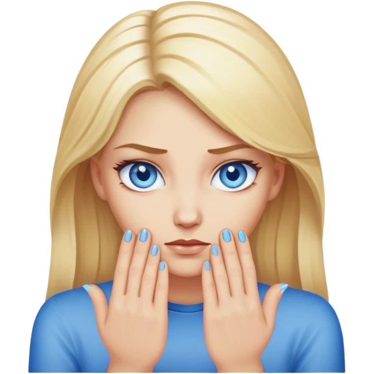 blonde hair blue eyes woman rubbing hands together with evil look on face emoji