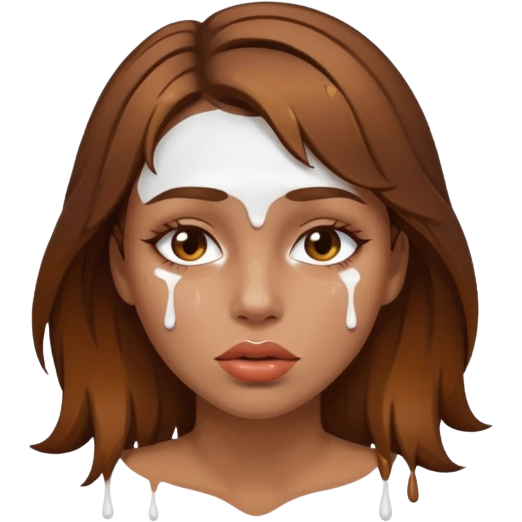 Brown Hair, Woman, white paint drip, face, hot, Sexy, lips emoji