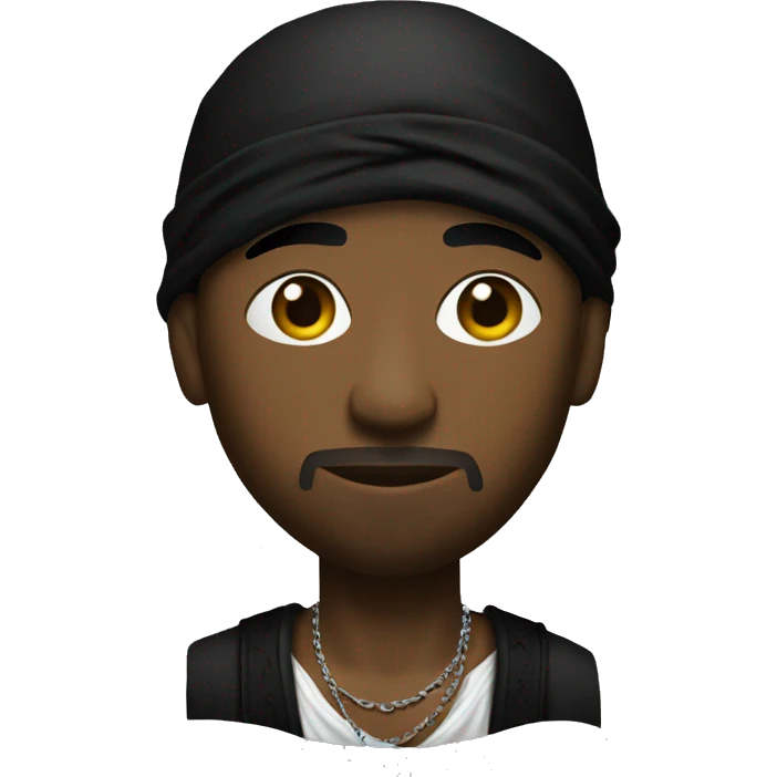 Tupac with a black bandana and baggy pants  emoji