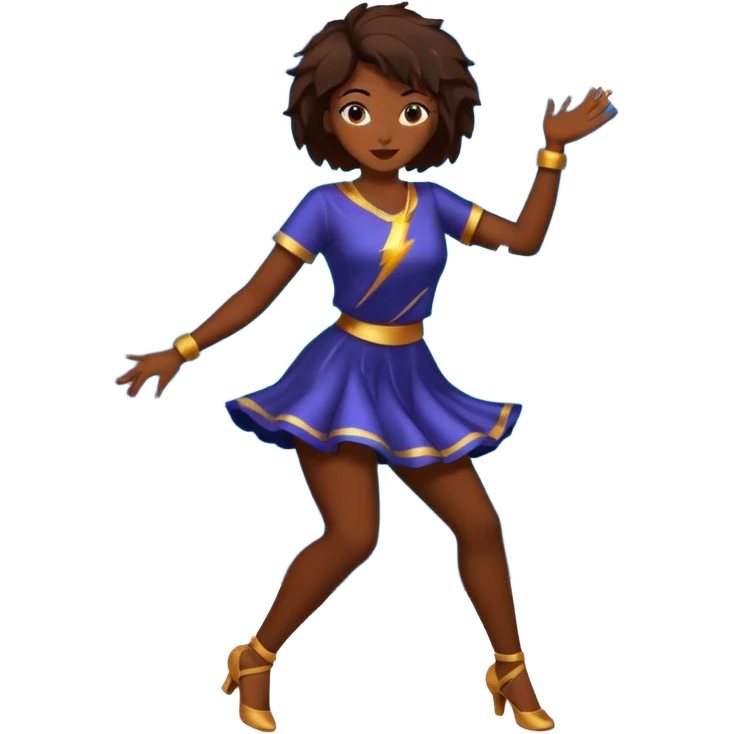 All Brown silhouette of a female dancing with thunder in the background  emoji