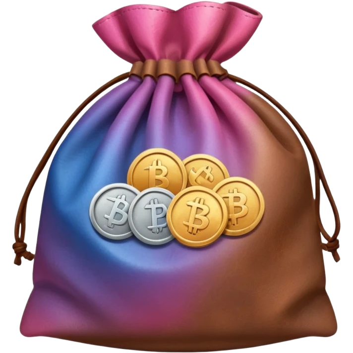 Coins inside brown leather bag, make bag always brown  color

Coins inside gradient color - Blue to pinl emoji