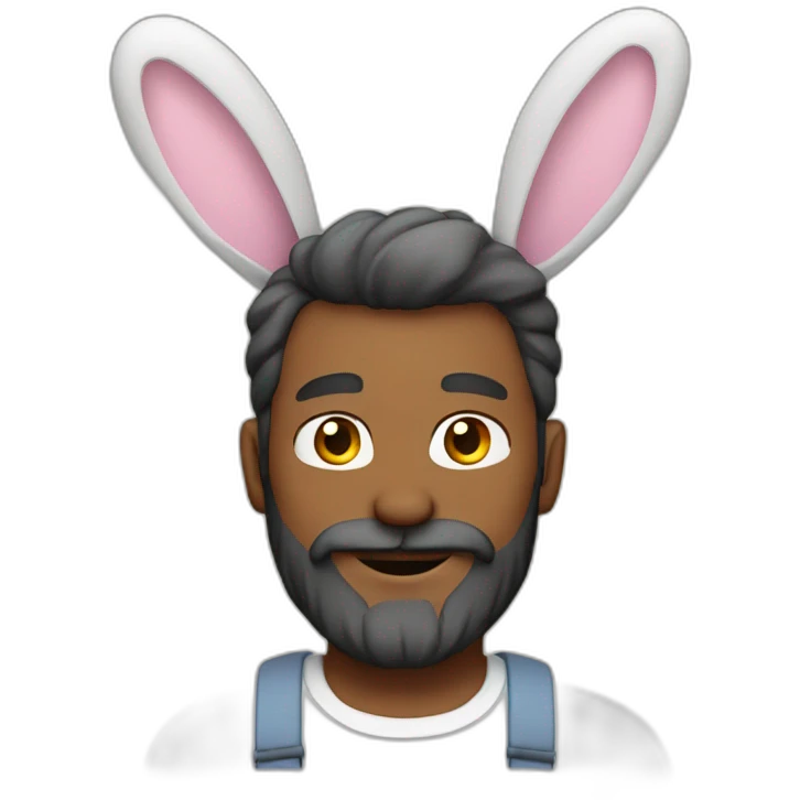 bearded man with bunny ears emoji