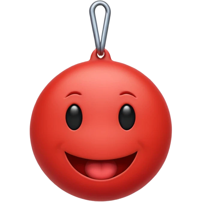 Smiley emoji sucking on a penis which is hanging out of it’s mouth while the testicles hang down emoji