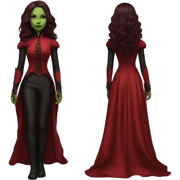 gamora in Victorian dress elegant red full body  emoji