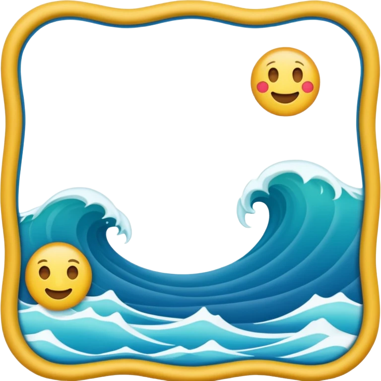 wavy ocean border photo frame, emoji style emoji