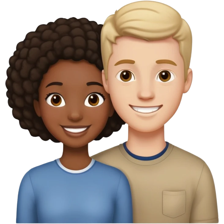 Teenage Interracial couple of a black woman and white man emoji