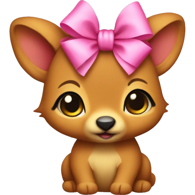 pudú cute with a pink bow emoji