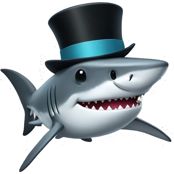 Shark with a top hat emoji