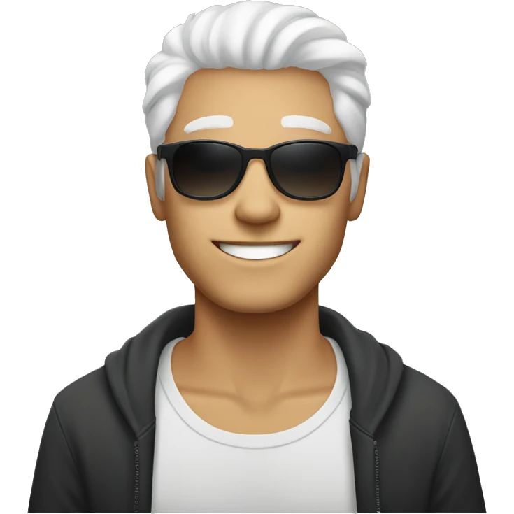 20 yea old looking guy with white hair and round sunglasses emoji
