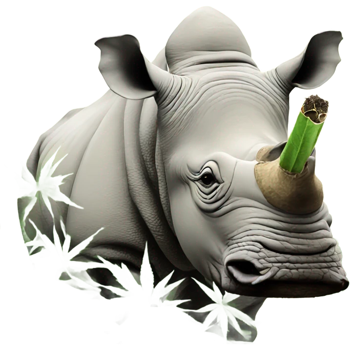 White rhino smoking hemp in bush emoji