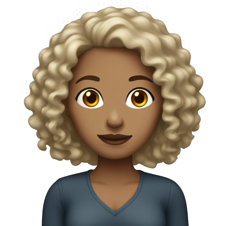 light skin woman with long dark curly hair emoji
